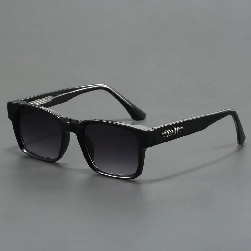 Fashionable Retro Square Black and Leopard Print Full Frame Anti-Uv Sunglasses for Men Japanese Simple Literary Style Shades
