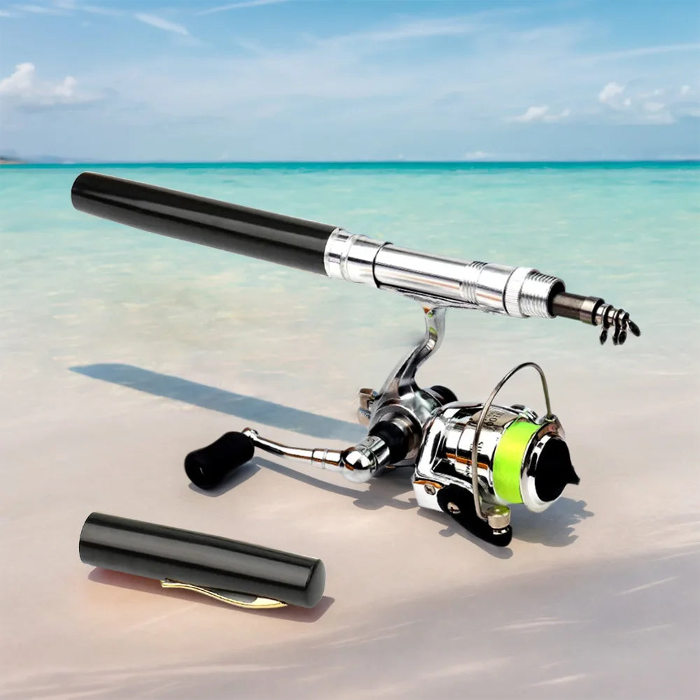 Mini Pocket Pen Fishing Rod Reel Combo Telescopic Fishing Pole with Reel Fishing Rod Spinning Reel Combo Kit for Outdoor Fishing
