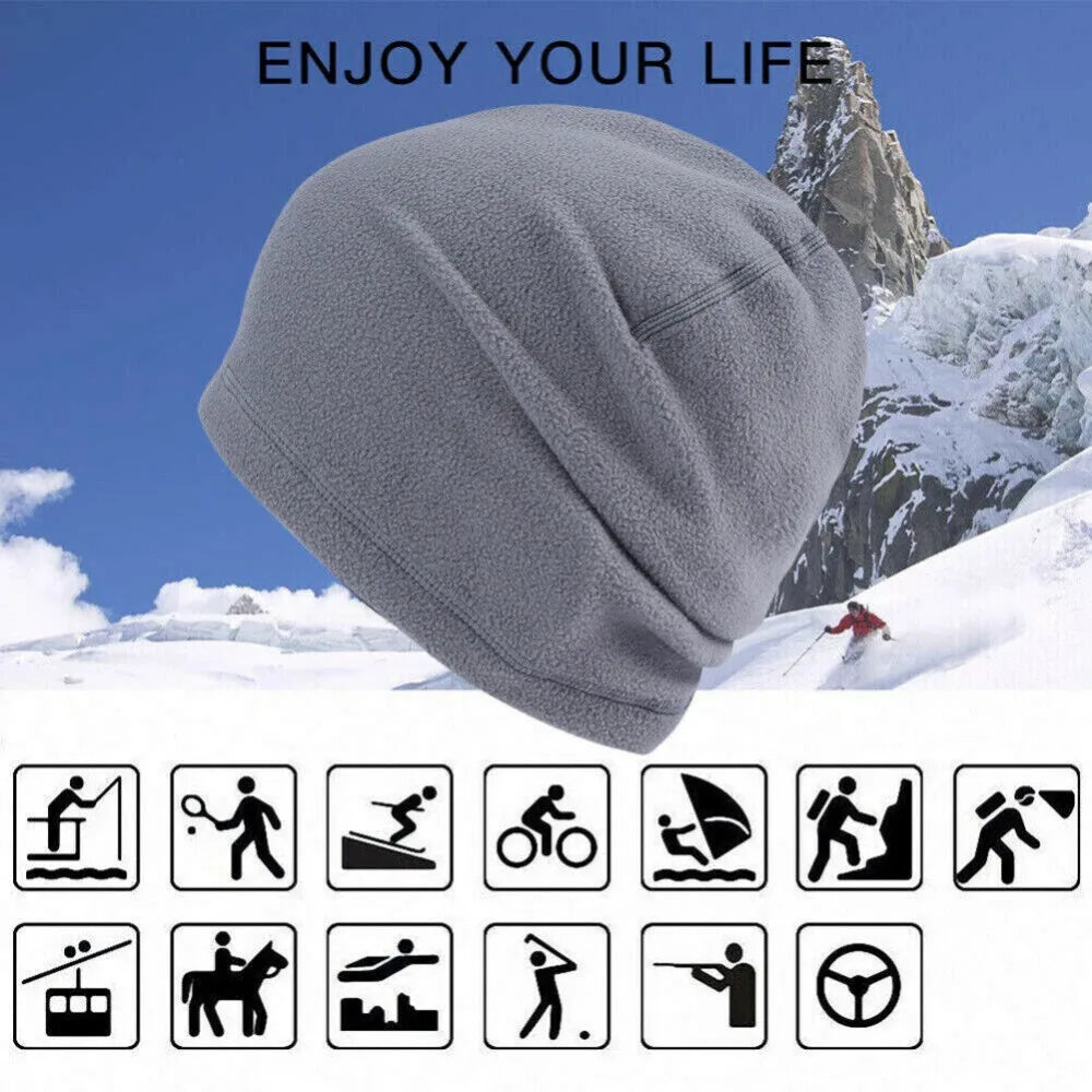Winter Fleece Skull Cap Helmet Liner Cycling Running Ski Thermal Beanie Hat Slouchy Cap for Men Women Thick Windproof Watch Cap