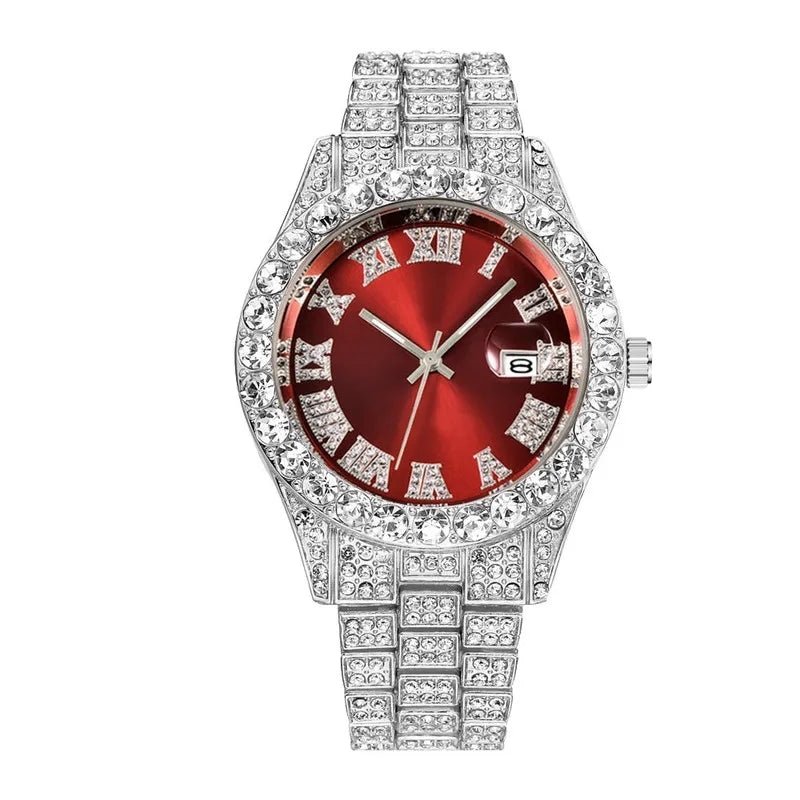 New 2025 Watch For Men Luxury Iced Out Diamond Quartz Men's Watches Calendar Hip Hop Male Clock Relogios Masculino Drop Shipping