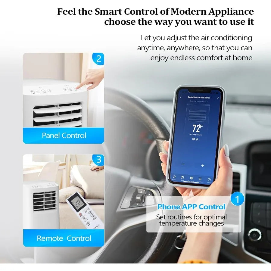 WiFi Enabled Smart 8000 BTU Portable Air Conditioner with Remote APP Control for Home and Office Use 3in1 Cooler Dehumidifier F