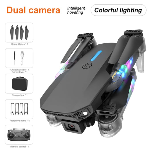 Quadcopter Drone with Colorful Light E99D Dual Camera Hd1080P Wifi Fpv Height Gift Toy Drone