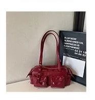 Women'S Bag Fashion Bowling Bag Red Shoulder Bag Vintage Motorcycle Bags For Ladies