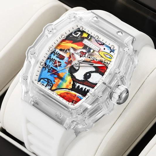 BOZLUN Fashion Creative Movement Mechanical Watch Personalized Comic Octopus Watches  Casual Sports Wristwatches For Mens Women
