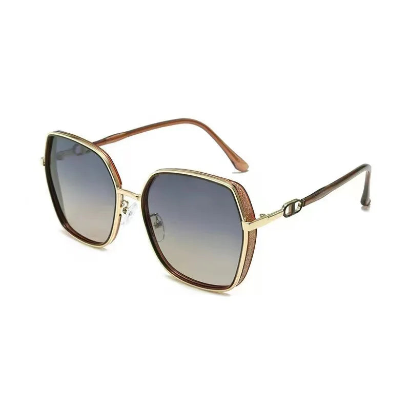Sunglasses Versatile, Fashionable, Large Frame, Slim Women's Sunglasses, UV Resistant, Metal Eyeframe Glasses
