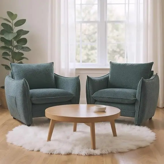 Oversized Accent Chair, Modern Single Sofa Cloud Chairs with Removable Pillow, Deep Seat Comfy Armchair for Living Room Bedroom