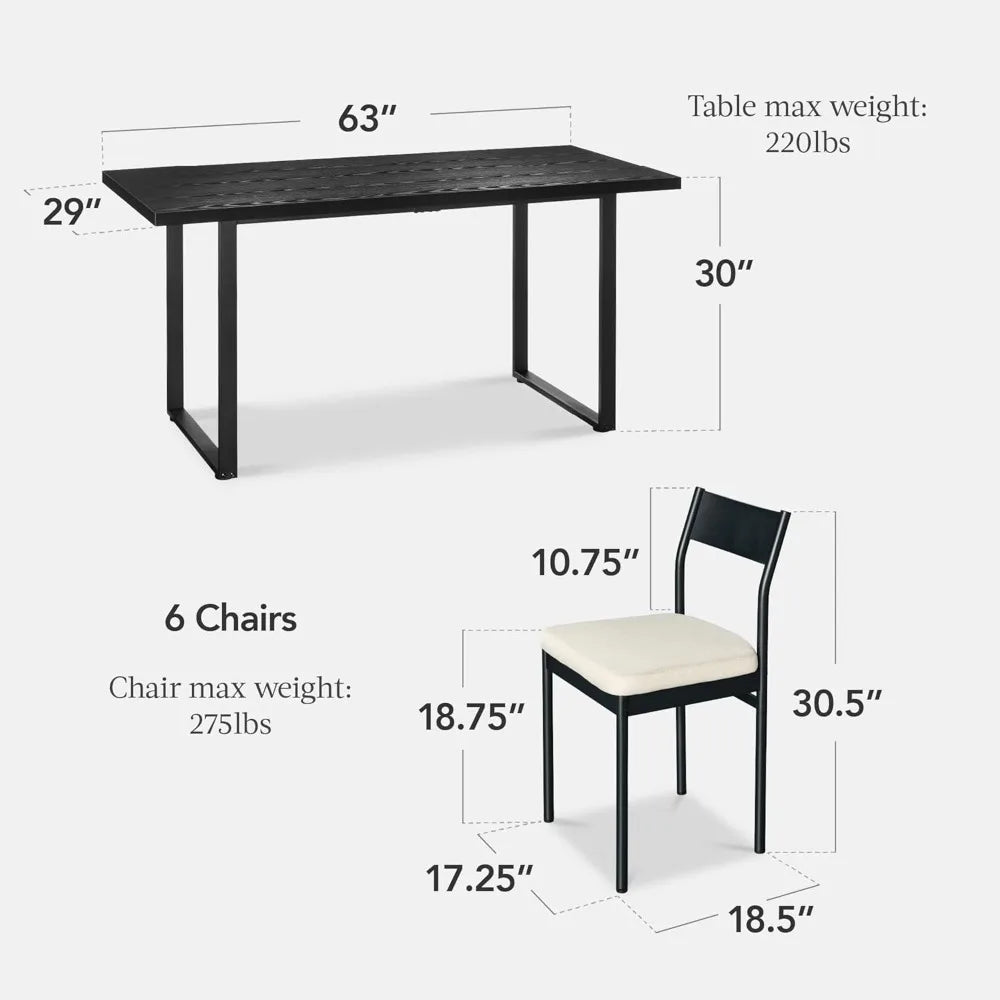 Best Choice Products 7-Piece Modern Dining Room Set, Kitchen Table Set, Dining Table w/ 6 Chairs, Upholstered Cushions, Solid Me