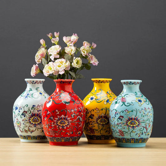 Jingdezhen Porcelain Vase Porch Ornaments Antique Official Enamel Porcelain Antique Collection Round Porcelain Vase Home Decor