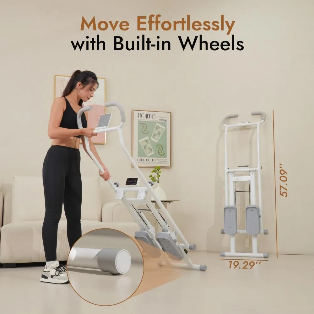Home Gym Stair Climber: Foldable Cardio Fitness Machine with Adjustable Resistance and Extended Step Range