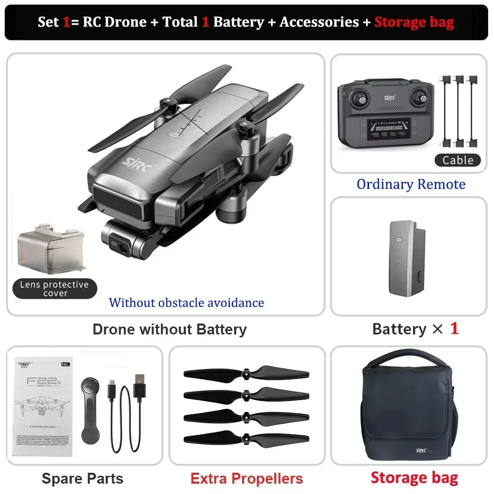 SJRC New F22 S3 PRO Drone 4K HD Professional Camera GPS  5G WiFi EIS Brushless FoldableQuadcopter FPV 3-Axis Gimbal RC Dron