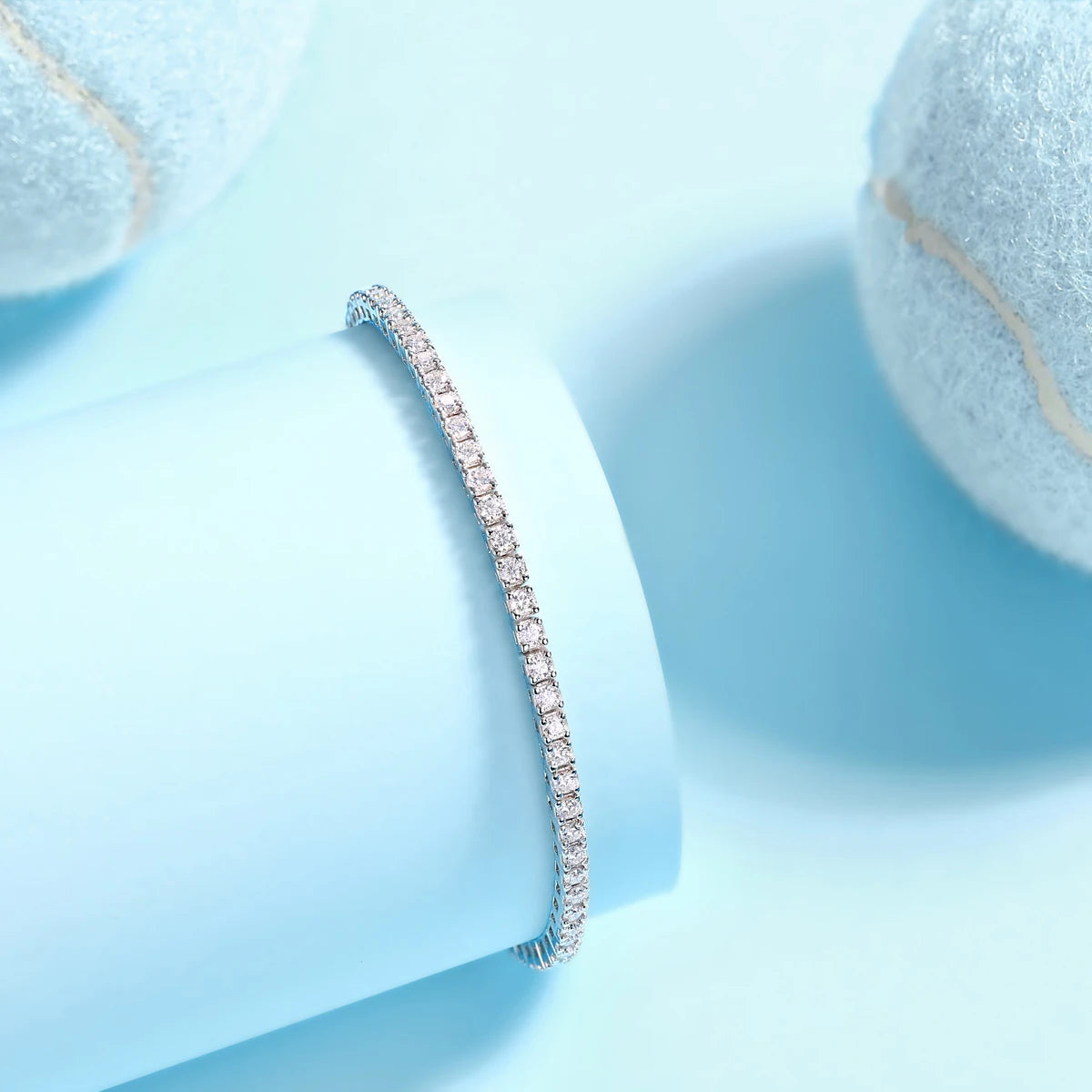 JIUZUAN Moissanite Tennis Bracelet 925 Sterling Silver 18K Gold Plated, Size Optional, Gift for Women, Comes with GRA Certificat