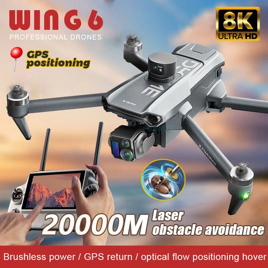 2025 Wing 6 Drone 8K Camera 3-Axis Gimbal 5G WIFI FPV Brushless Screen Remote Control Obstacle Avoidance Quadcopter Toys Gift