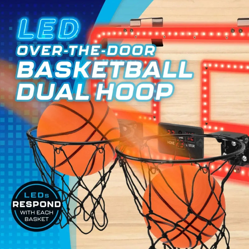 Over-the-Door Basketball Dual Hoop, Indoor Sports Game, Plastic, for All Ages, by MinnARK