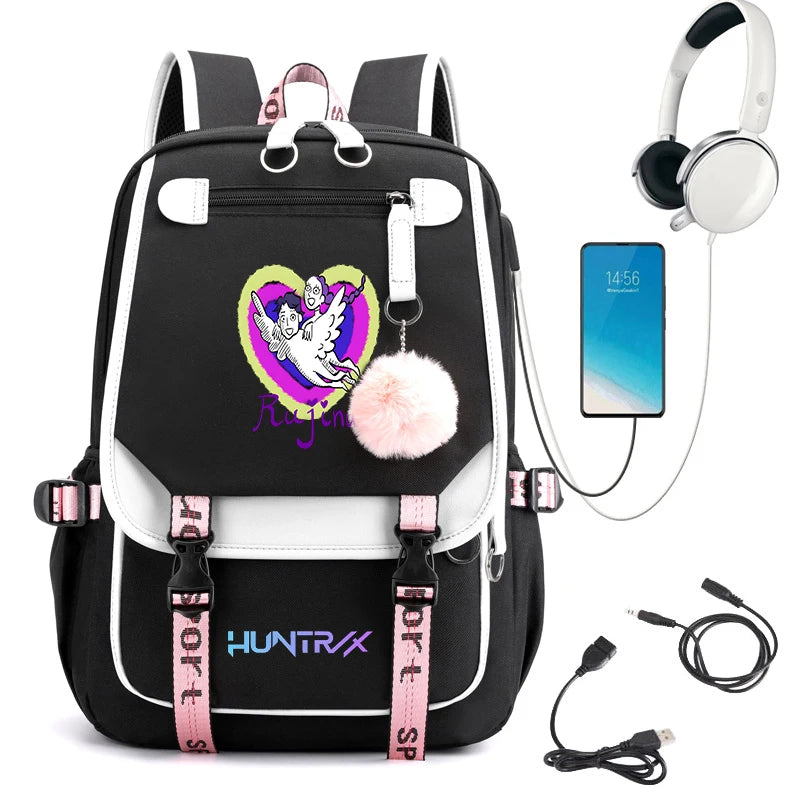 2025 New Fashion Women's Backpack KPop Demon Hunters Usb Travel Rucksack Large Back Pack Mochilas Mujer School Bags for Girls