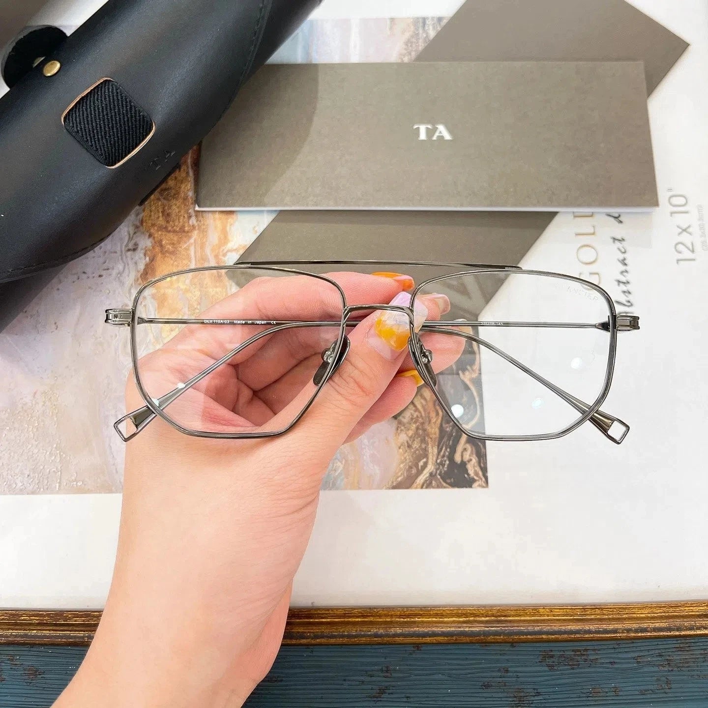 Original For LIANGCHENDIT DT LANCIER DLX115A Alloy Frame Men Sunglasses Casual Classic UV Dark Green Lens Women Couple Eyewear