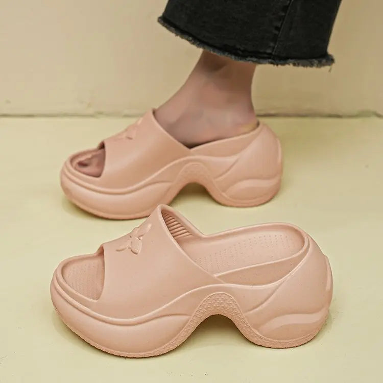 Women's Shoes 35-40 Spring Platform Clover Slippers High Heels Breathable Sandals Street Casual Shoes New Soft Soles