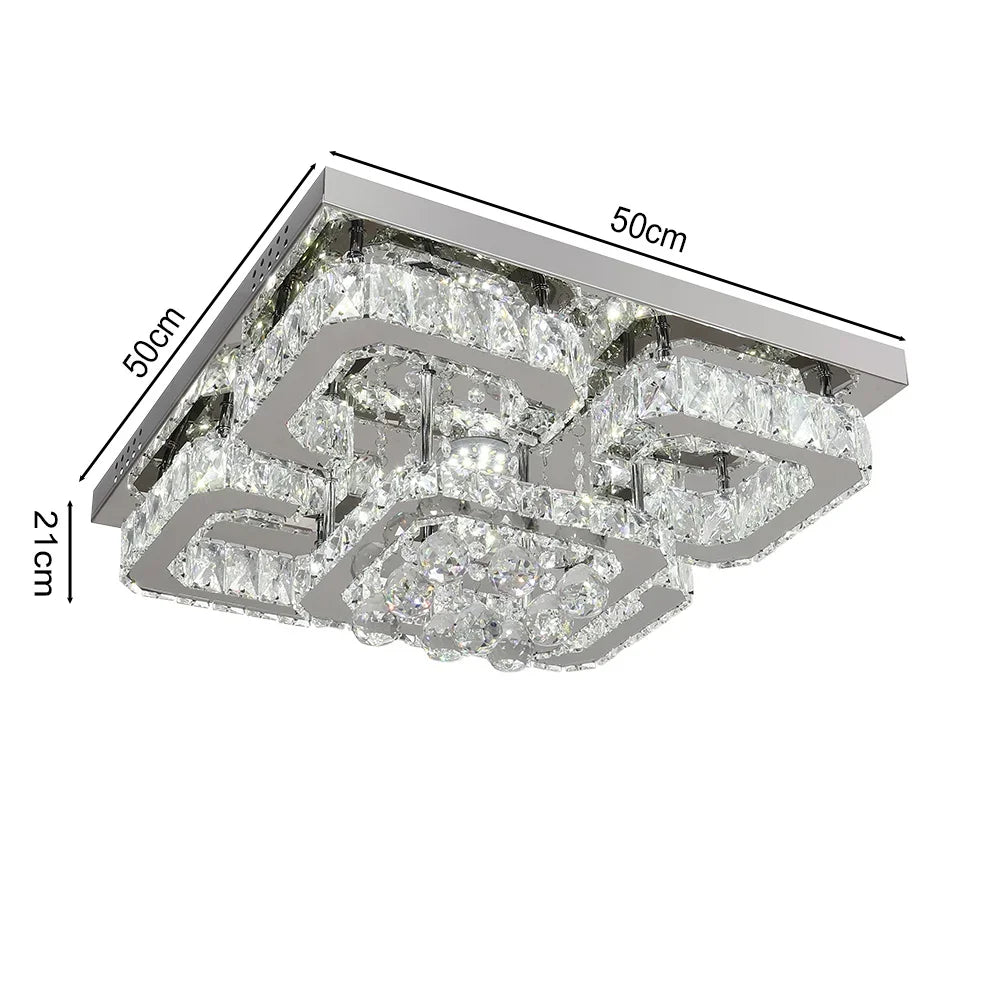 Modern Fancy Crystal LED Flush Mount Ceiling Light Fixture Stepless Dimming for Office Living Room Luces Living Room Decoration