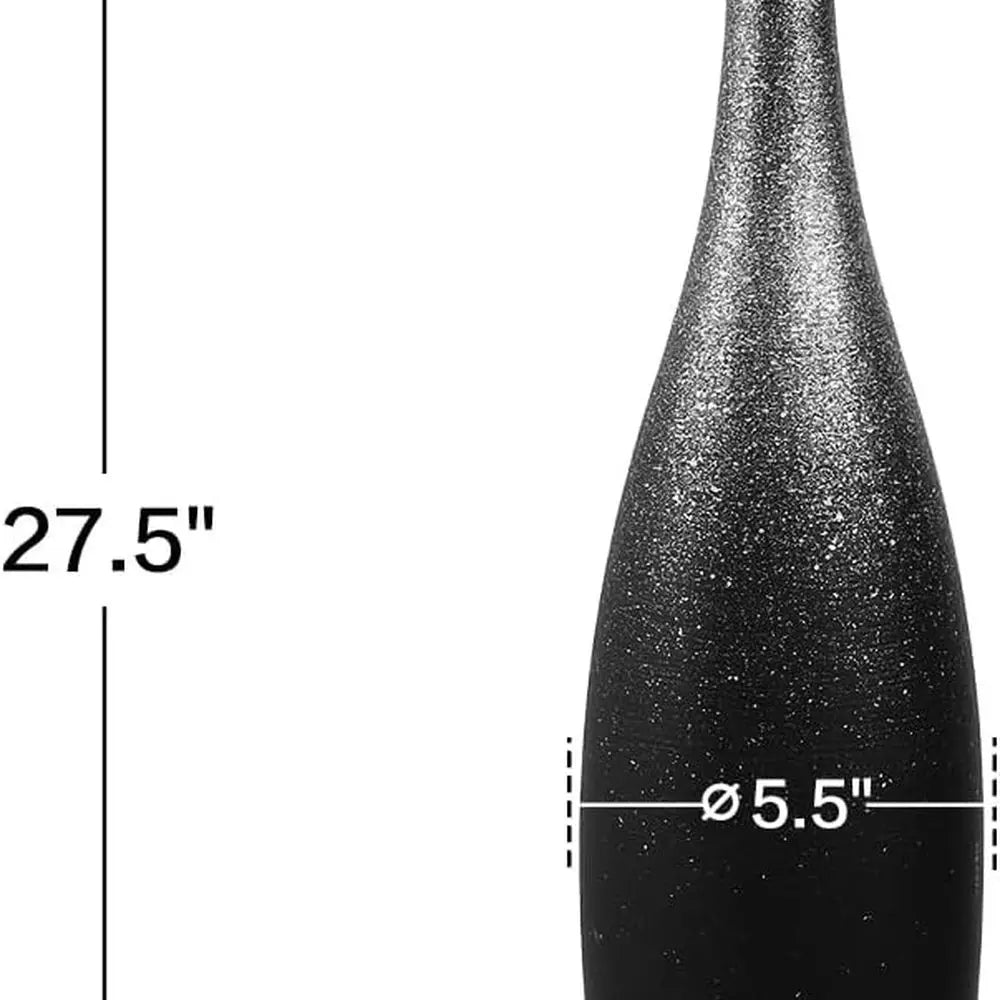 Large Decorative Modern Floor Vase - Black Silver Galaxy Ombre, Slim Neck, Weighted Base for Living Room, Entryway Home Decor