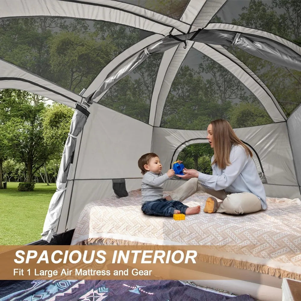 Family-Sized Waterproof Cabin Tent with Porch and Rainfly, Spacious 2-Room Glamping Tent for 4-6 People