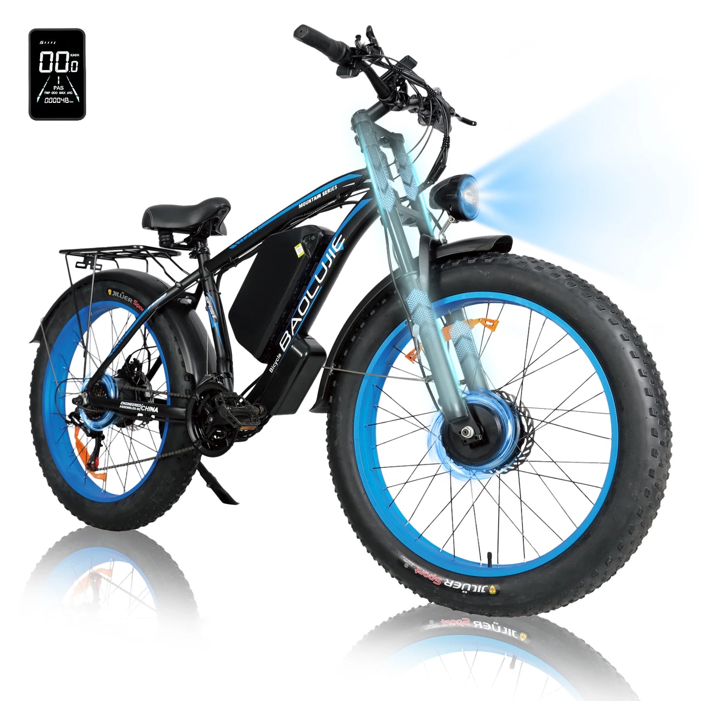BAOLUJIE P2 3000W Ebike Mountain E-bike 52V 23AH Electric Bicycle 55KM/H Electric Bike for Adults Off-road【1 Year Warranty】