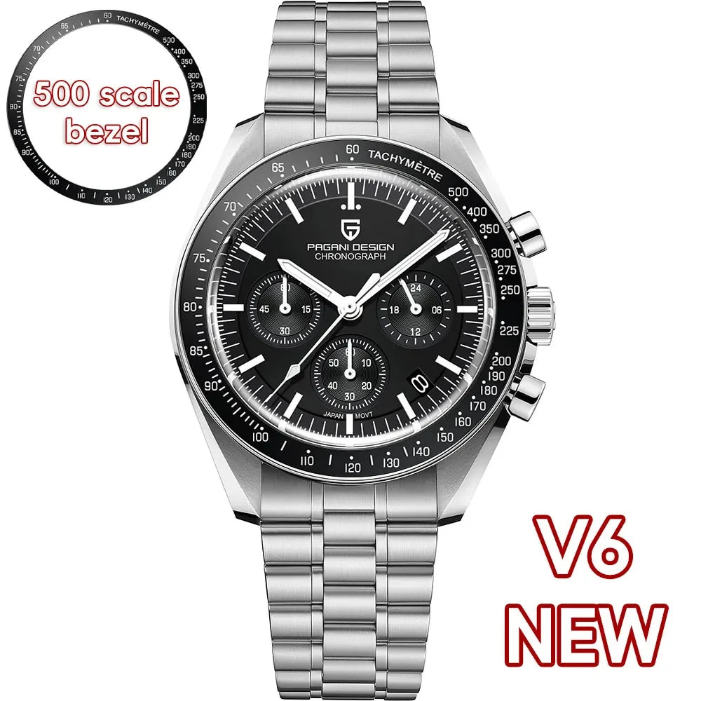PAGANI DESIGN New Luxury Moon Quartz Watches For Men Stainless steel Luminous waterproof Sports Chronograph Man 2025 Retro Watch