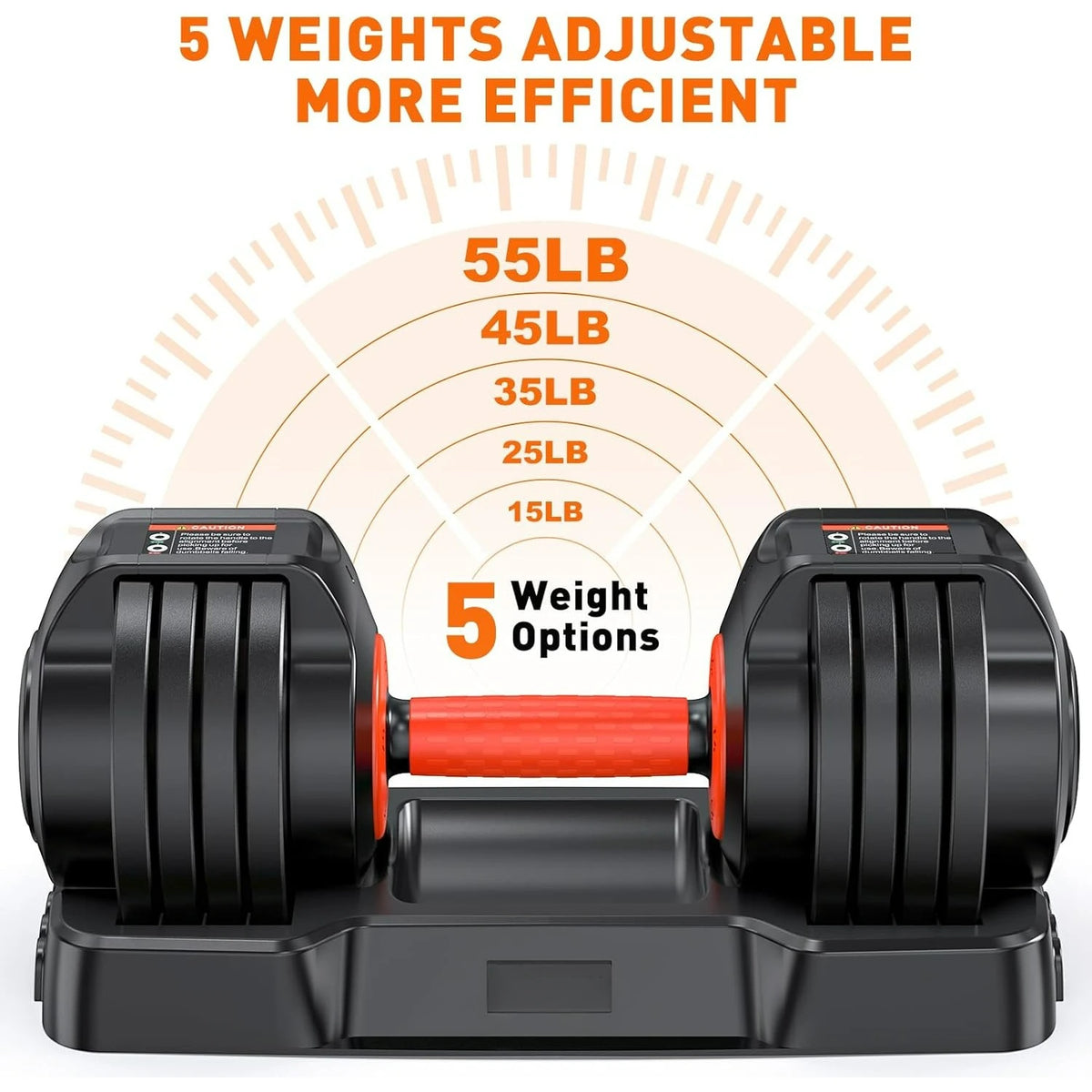 Adjustable Dumbbells Set, 25lbs/55lbs Dumbbell with Anti-Slip Handle, Quick Adjust 5-in-1 Weights Set