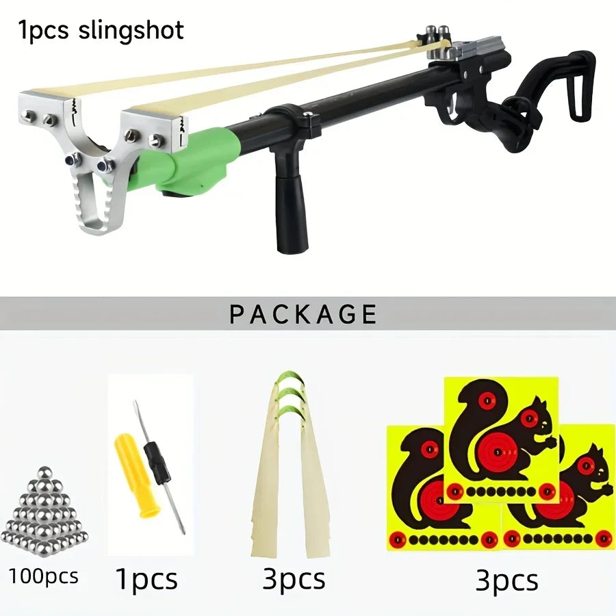 Outdoor Practice Shooting Hunting Accessories Launcher, Powerful Trigger Long Rod Slingshot - Precision Hunting Catapult