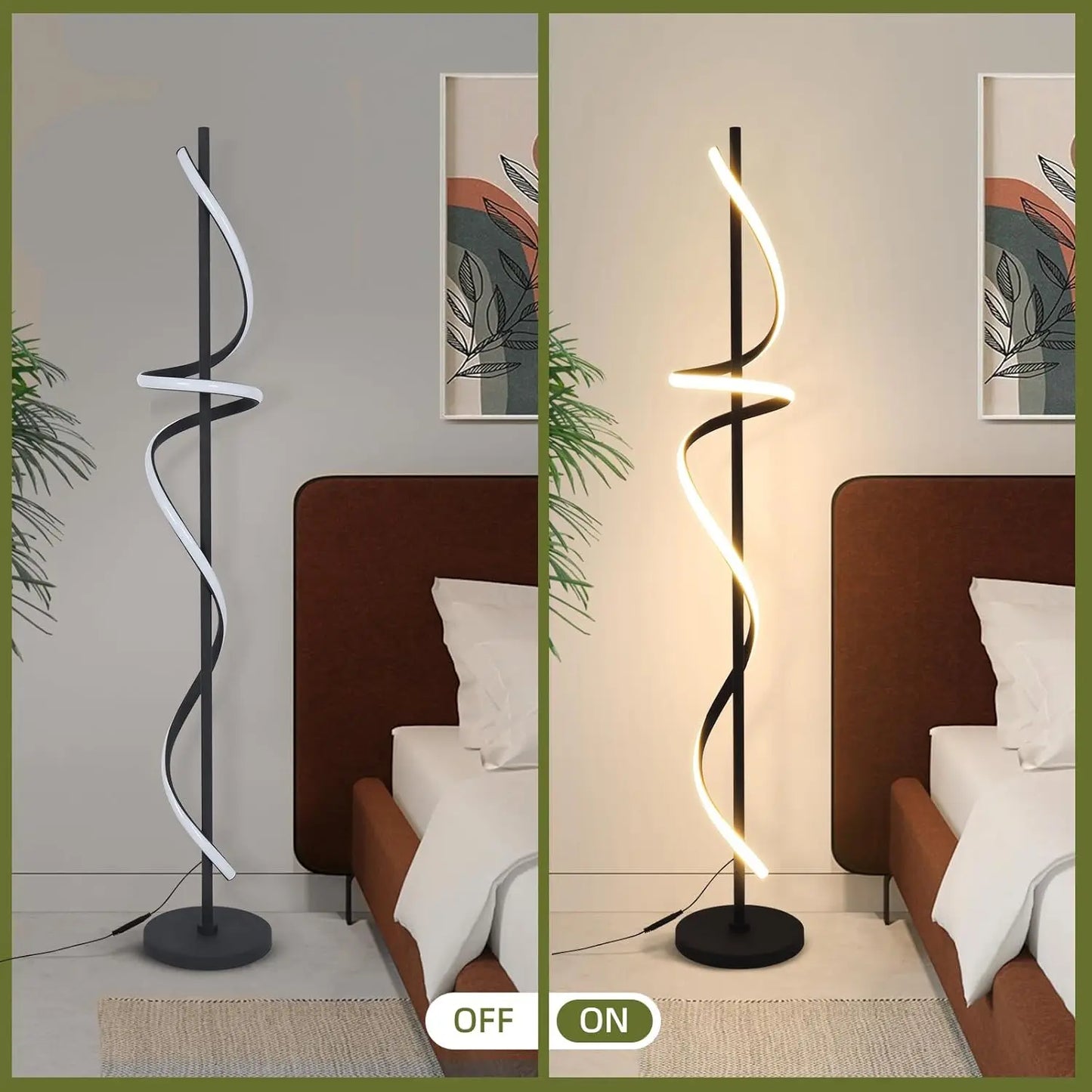 Modern 48W LED Floor Lamp with Remote, Dimmable 60'' Standing Lamp in 3 Colors for Living Room & Bedroom