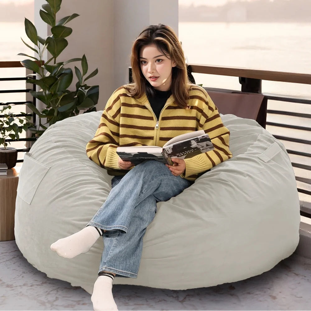 Oversized 3FT Bean Bag Chair with Soft Removable Cover Foam Filled Comfortable Sofa Living Room Bedroom Dorm Gaming Relaxing