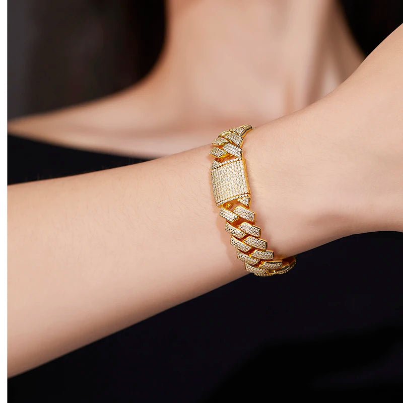 D Color Full Moissanite Real S925 Sterling Silver Cuban Bracelet with GRA Hiphop Cuban Link Chain Fine Jewelry Men Women Gift