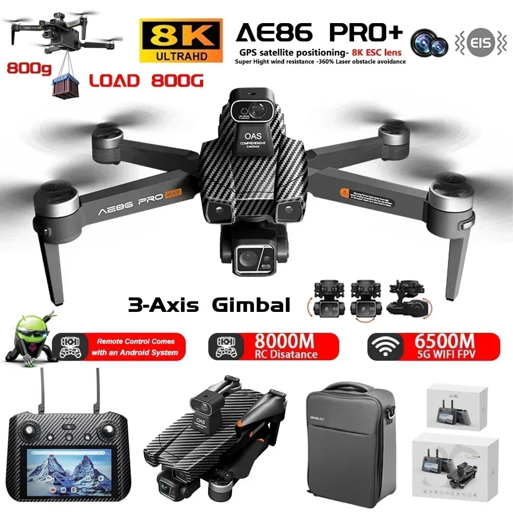 AE86 PRO MAX GPS Drone 5G FPV WiFi 3-Axis Gimbal Professional 4K HD ESC Camera Flight 28 Minute Brushless RC Quadcopter Toy