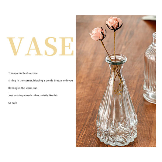 Vintage Embossed Glass Vase Ornamental Wide Mouth Tabletop Plant Pot Decor For Living Room Home