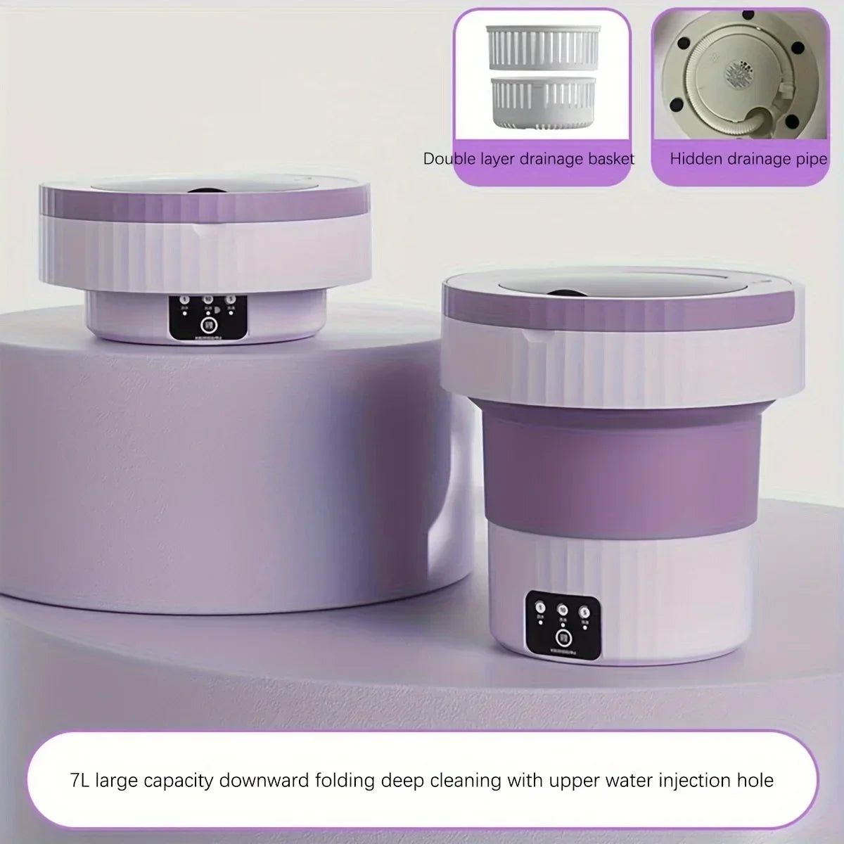 [Mini Washing Machine] 1pc Portable Mini WashingMachine - High Capacity 8L, 3 Deep Cleaning Modes - Perfect ForApartments