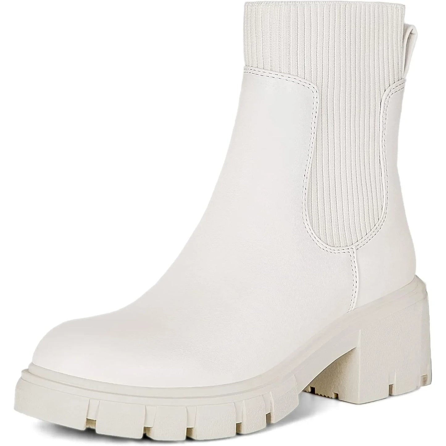 Women's Chelsea Boots Fashion Slip on Platform Ankle Boots Lug Sole Chunky Booties