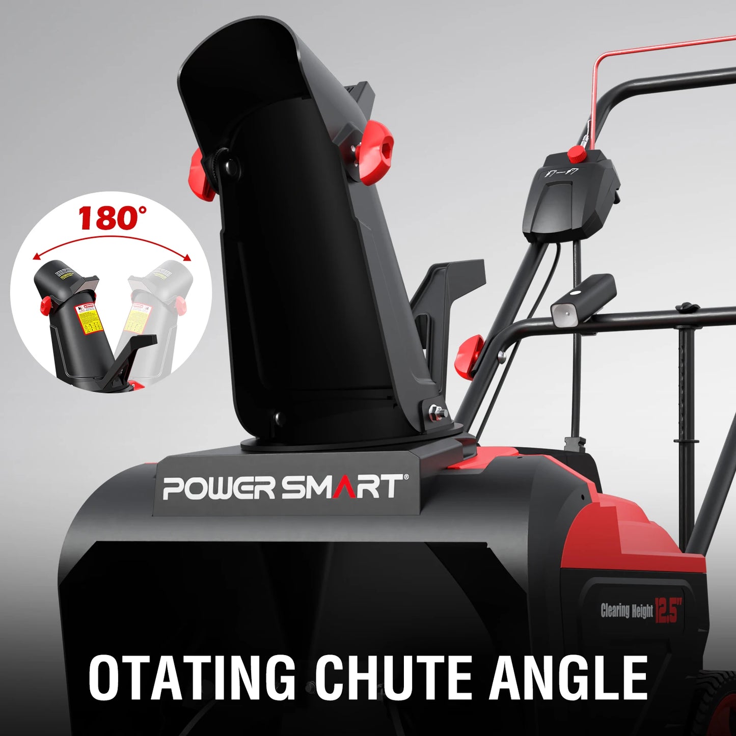 PowerSmart 15A Electric Snow Thrower, 21" Snow Blower with 180° Chute, LED Light, Lightweight for Yard, Driveway & Sidewalk