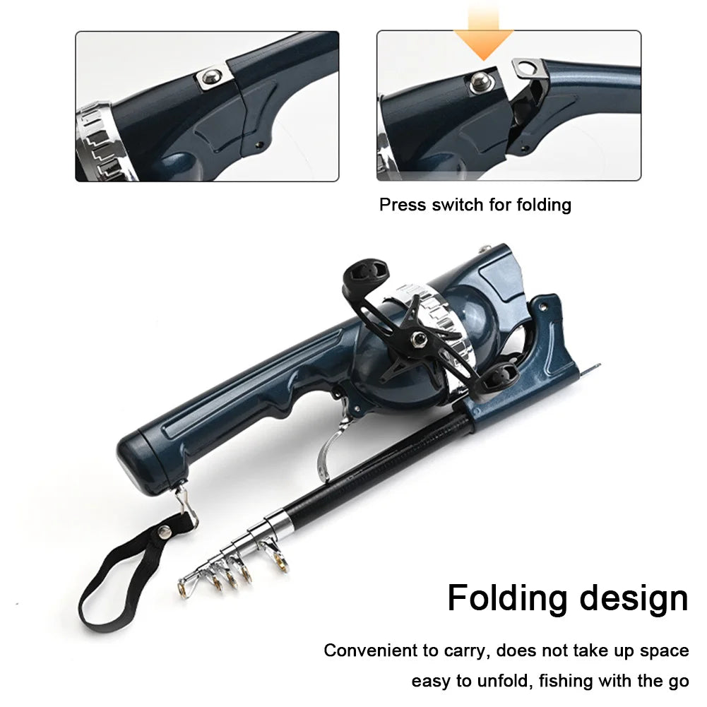 Folding Fishing Pole Telescopic Spinning Rod with Reel Line Sea Pole Carbon Fiber for Outdoor Fishing Gifts for Men