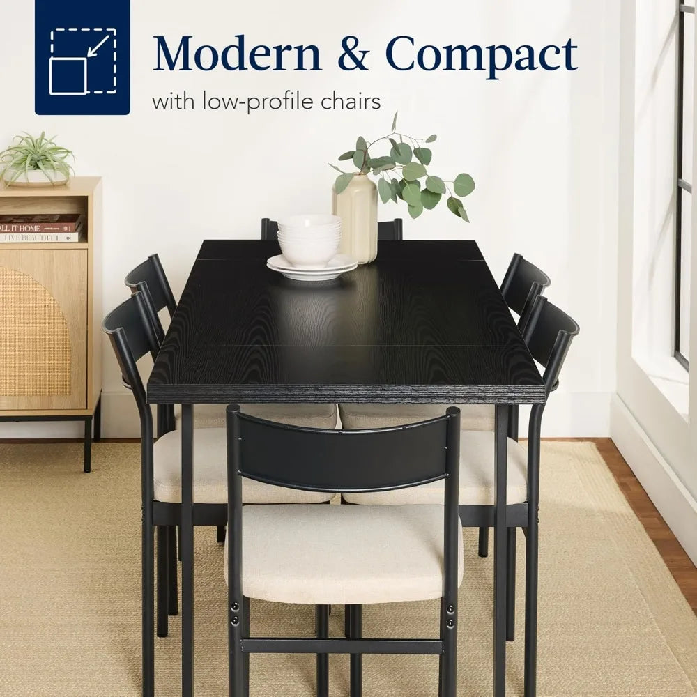 Best Choice Products 7-Piece Modern Dining Room Set, Kitchen Table Set, Dining Table w/ 6 Chairs, Upholstered Cushions, Solid Me