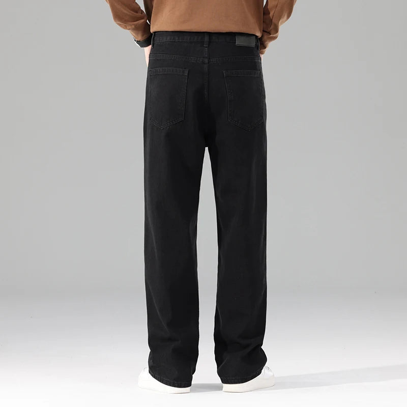 New Autumn Jeans Men Black Casual Baggy Trousers Classic Straight Comfortable Wide Denim Trousers Male Brand Clothing