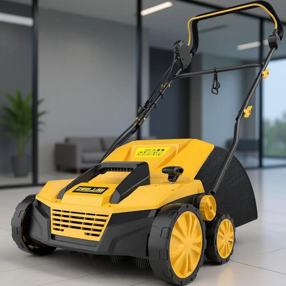 15 13-Amp Electric Lawn Sweeper with 5-Position Height Adjustment, 45L Detachable Bag, Quick-Fold Design for Artificial Turf Mai