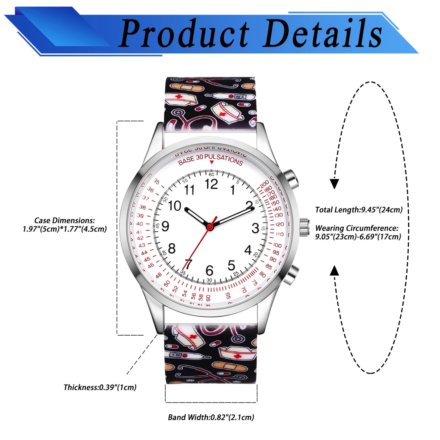LANCARDO Pulse Meter for Doctors And Nurses Quartz Legible Digital Dial Pulse Dial Environmental Silica Gel Protection Watch