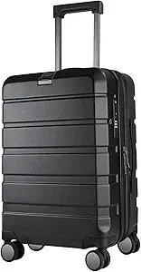 Expandable Hardside Carry-On Luggage with Spinner Wheels, Built-in TSA Lock, Durable Rolling Suitcase, USB Port for Travel