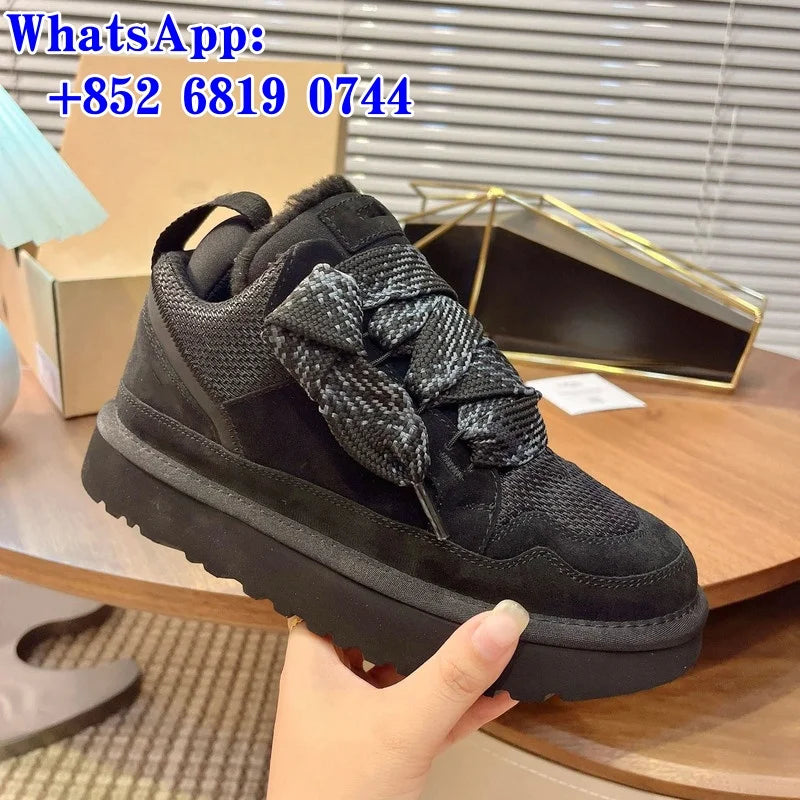 2026 Winter Women's Shoes Luxury Cotton Snow Boots Versatile Casual Shoes Unisex Thickened Plush Warm Non-Slip Ankle Boots