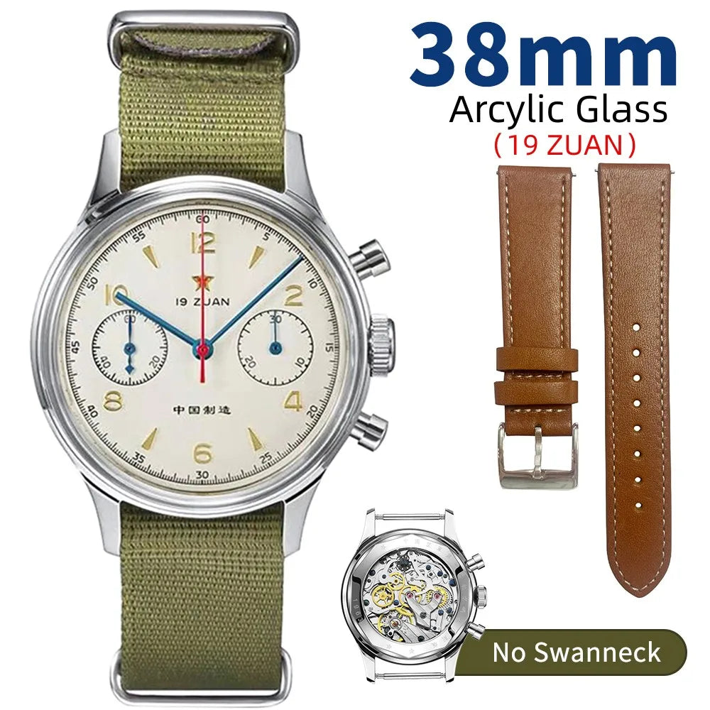 Seakoss 38mm Men's 1963 Chronograph Arcylic Glass With Seagull ST19 Hand Winding Movement Male Mechanical Watches
