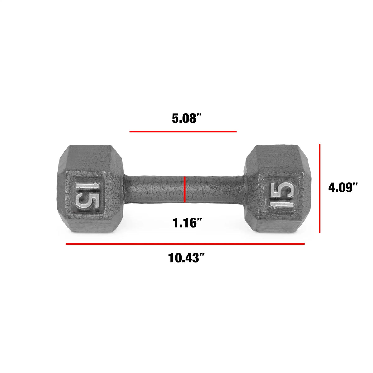 15lb Hex Dumbbell Cast Iron Weight - For Home Gym Strength Training - Perfect for Men & Women Fitness Workouts