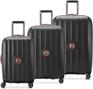 paris hardside expandable spinner luggage set, black, 3-piece (21/24/28)