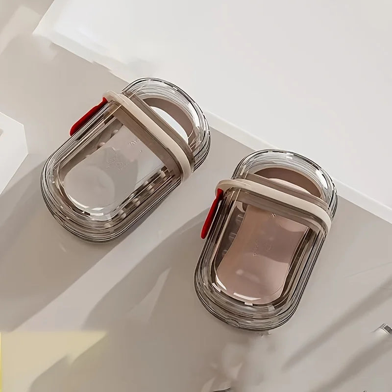 1/2Pcs Portable Soap Tray Leakproof Household Bathroom Drain Tray Bathroom Transparent Soap Box with Lid for Camping Traveling