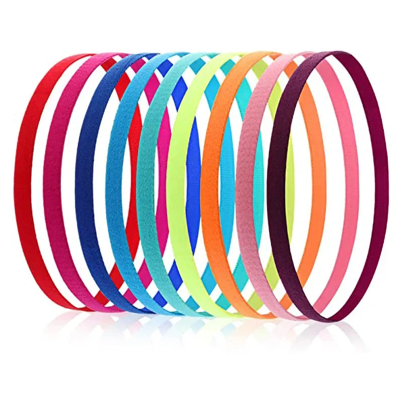 5Pcs Candy Color Women Men Yoga Hair Bands Sports Headband Girls Sport Anti-slip Elastic Rubber Sweatband Football Running
