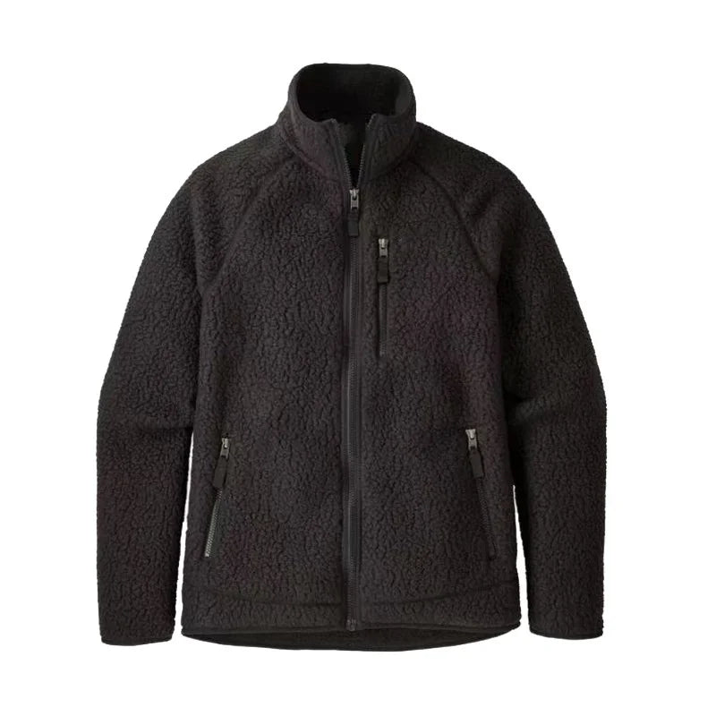 Unisex American Style Bata Fleece Jacket Stand Collar Lamb Velvet Polyester Fiber Outdoor Sport Hiking Thickened Autumn Winte...