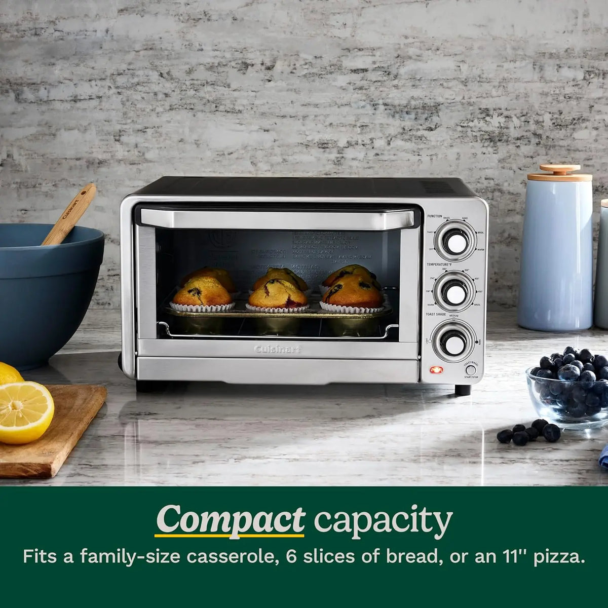 Custom Classic Toaster Oven Broiler, 1800 Watt Countertop Toaster Oven to Bake, Broil, and Toast, Non-Stick Interior,