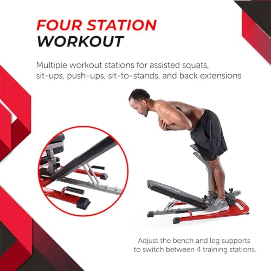 4in1 Adjustable Weight Capacity Fitness Bench with Foldable Design and Smart Workout App Integration Ideal for Home Gym Workout